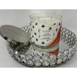 New HTF Patriotic 3 Wick Bath & Body Works -Warm Apple Pie -Rare